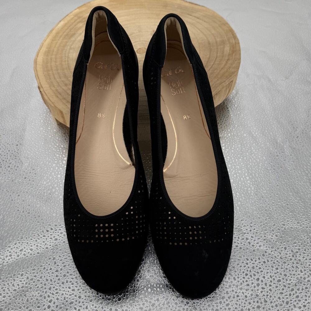 ARA "Sarah Perf" High Soft Comfort Ballet Flat Black 8.5 Minimalist Lagenlook